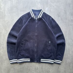 Ben Sherman Corduroy Bomber Jacket Navy Striped Trim Full Zip Cotton Men M